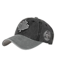 Berretto da baseball in cotone lavato grigio scuro con toppa in acero e ricamo - Regolabile / Nero-Grigio