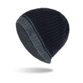 Gorro de punto a rayas azul marino y gris para invierno con textura de canalé vertical - Azul marino