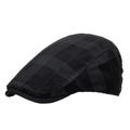 Berretto da uomo in velluto a coste nero classico con motivo vintage in stile inglese - Nero