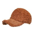Casquette de baseball en polaire peluche marron pour femme avec visière mate d'hiver - Couleur caramel