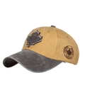 Berretto da baseball vintage in cotone lavato giallo e grigio con patch foglia d'acero - Regolabile / Zenzero-Caffè