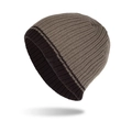 Gorro de punto con rayas verticales en diseño bicolor marrón oscuro y gris topo - Caqui