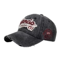 Berretto da baseball grigio lavato con ricamo Orlando e visiera in stile retrò consumato - Nero
