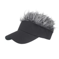 Visiera parasole nera creativa con parrucca grigia sintetica per sport all'aperto - Nero/Grigio