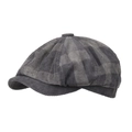 Berretto newsboy classico a quadri grigi con trama a coste e motivo vintage ottagonale - Viola Chiaro