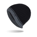 Gorro de punto a rayas en negro y gris con forro cálido para el invierno moderno - Negro