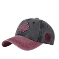 Berretto da baseball vintage in cotone lavato grigio scuro e bordeaux con acero ricamato - Regolabile / Nero-Borgogna
