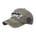 Berretto da baseball in cotone lavato verde oliva con ricamo Orlando e stile vintage - Cachi