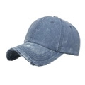 Vintage blaue Jeans Baseballkappe mit Distressed-Details und Schneeflocken-Textur - Verstellbar / Blau