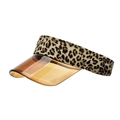 Visiera parasole leopardata con tesa color ambra traslucida per sport all'aperto - caffè
