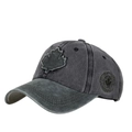 Washed black cotton baseball cap with maple leaf patch and Canada side embroidery - Adjustable / Black-Army Green