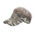 Creative camouflage sun visor with light brown curly wig for outdoor party fun - Digital Camo Gray/Khaki