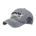 Cappellino da baseball grigio in cotone lavato con ricamo Orlando e stile vintage - Grigio