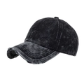 Vintage schwarze gewaschene Baseballkappe mit abgenutztem Schirm und Acid-Wash-Struktur - Verstellbar / Schwarz
