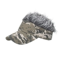 Digital camouflage sun visor hat featuring creative grey wig decoration for adults - Digital Camo Gray/Gray