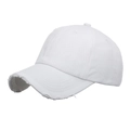 Vintage weiße gewaschene Baumwoll-Baseballkappe mit abgenutztem Schirm und Fransen - Verstellbar / Weiß