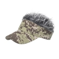 Digital camouflage visor hat with grey synthetic hair wig for creative outdoor sun protection - Digital Camo Green/Gray