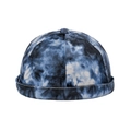 Berretto docker vintage tie-dye blu e bianco con design a sei pannelli in stile retro street - Blu / Nero
