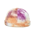 Berretto docker unisex in velluto tie-dye nei toni viola, arancione e marrone - Viola / Arancione