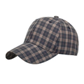 Classic plaid baseball cap in navy blue and orange grid pattern for men and women - Gray