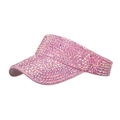 Pink rhinestone-studded sun visor hat for women with sparkling crystal embellishments - Pink
