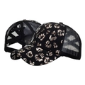 Berretto da baseball nero con stampa leopardata e foro per coda di cavallo - Nero