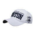 Casquette trucker en maille blanche avec broderie Boston bleue et visière courbée - Blanc