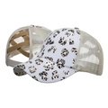 Berretto da baseball leopardato con rete marrone chiaro ed elastici incrociati per coda di cavallo - Bianco