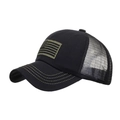 Cappellino trucker nero con ricamo bandiera USA verde oliva e retro in rete - Nero