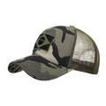 Cappellino trucker mimetico con toppa bandiera del Brasile e rete verde traspirante - Camouflage