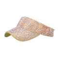 Sparkling yellow sun visor hat with iridescent rhinestones for outdoor sports - Yellow