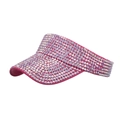 Pink sun visor for women decorated with colorful rhinestones for outdoor sports and leisure - Plum Red