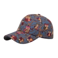 Blue baseball cap with colorful cartoon owl and branch pattern print for men and women - Blue