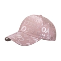 Roze satijnen baseballcap met reliëf letterpatronen en een stijlvolle gebogen klep - Verstelbaar / Roze