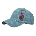 Cappellino da baseball in denim azzurro lavato con stampe vintage in stile americano - Regolabile / Blu