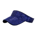 Deep blue rhinestone-studded sun visor hat with sparkling crystals for outdoor golf and leisure - Black/Blue