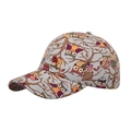 Light gray baseball cap featuring colorful cartoon owl prints and curved brim - Beige