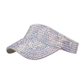 White sun visor hat for women with iridescent AB rhinestones for golf and outdoor activities - Beige