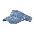 Navy blue sun visor with colorful rhinestones for outdoor golf and fashion wear - Blue