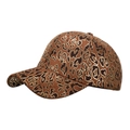 Casquette de baseball léopard marron foncé avec bordures dorées et visière courbée - Orange