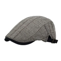 British style grey plaid beret cap with adjustable strap and vintage buckle - Light Coffee