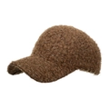 Brown fleece baseball cap with thick warm lamb wool texture and curved brim design - Brown