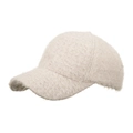 Plush off-white faux fur baseball cap with fluffy texture and thick winter warmth - Light Pink