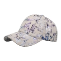 Beige holografische Laser-Baseballkappe mit geometrischem Druck und gebogener Krempe im Profil - Beige