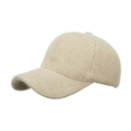 Winter knitted baseball cap with silver thread and warm plush texture in beige color - Beige