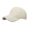 Winter knitted baseball cap in cream ivory white featuring breathable hollow woven mesh - Beige