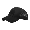 Tactical black baseball cap with mesh back and front hook-and-loop patch panel - Adjustable / Black
