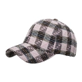 Pink and black plaid tweed baseball cap for women with classic woven texture for autumn - Pink