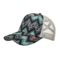 Cappello trucker con motivo astratto e rete beige traspirante nella parte posteriore - Come mostrato