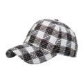 Classic tweed plaid baseball cap in black and white weave for autumn and winter - White